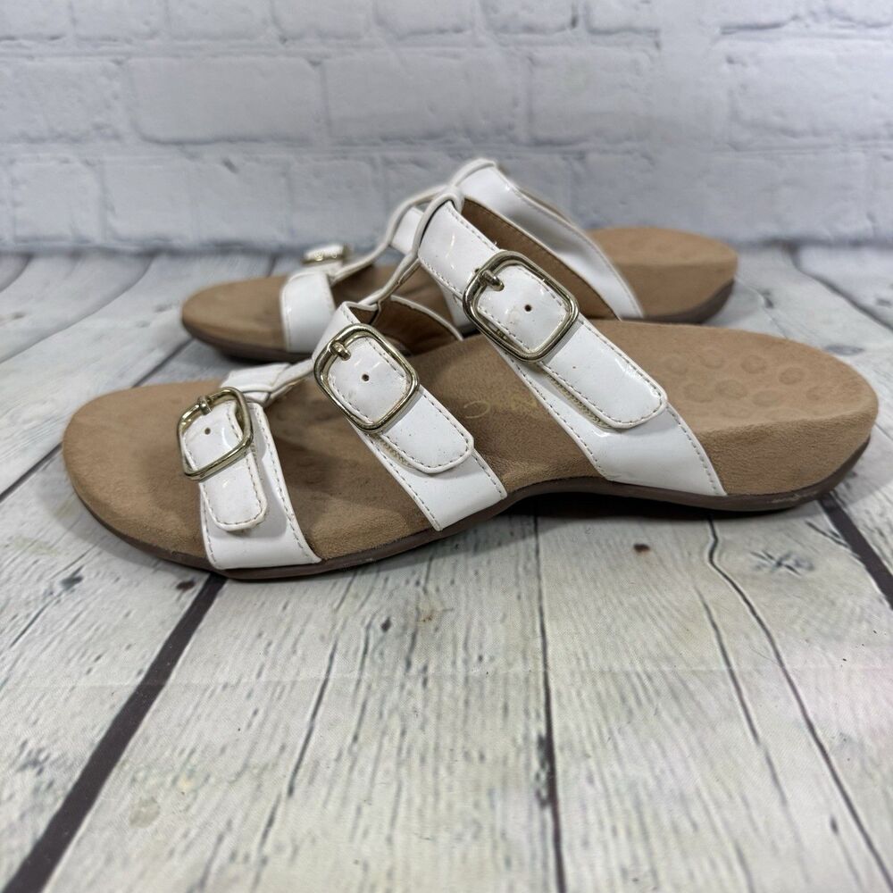 Vionic Sandals Size 7 White Strap Buckle Comfort Footbed Minimalist Coastal - Picture 7 of 13